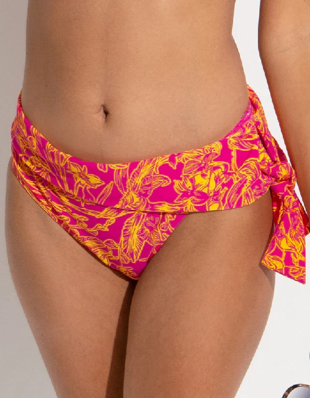 Pour Moi Freedom Fold Over Tie Bikini Brief Pink/Yellow