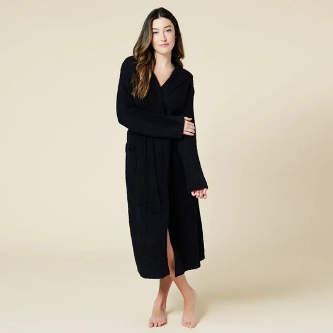 Softies Sleepwear Black Unisex Hooded Robe 9000